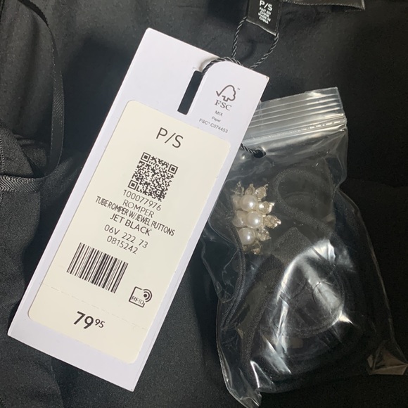 Dynamite tube romper with jewel buttons in jet black - Picture 5 of 9